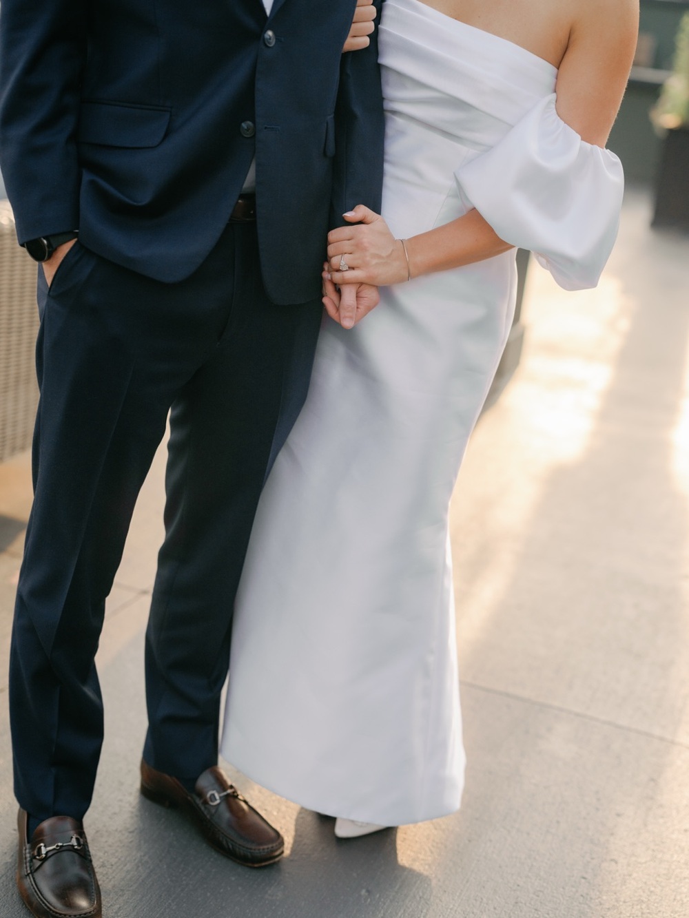 Midi White Dress with Puff Sleeves